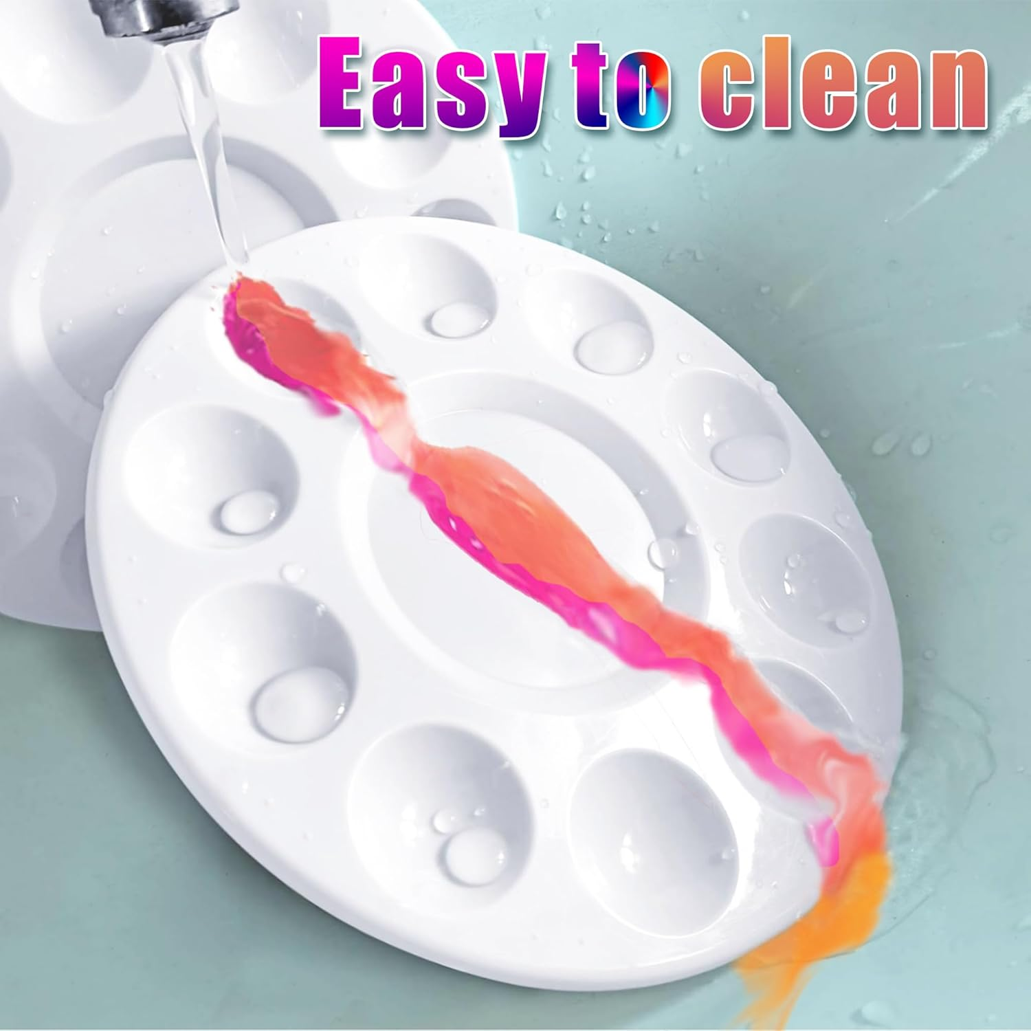 4Pcs Art Paint Tray Palette, Plastic Pallet for Adults & Kids for Painting, DIY Craft,Play Party at Home, Kindergarten or Class, White image number 4