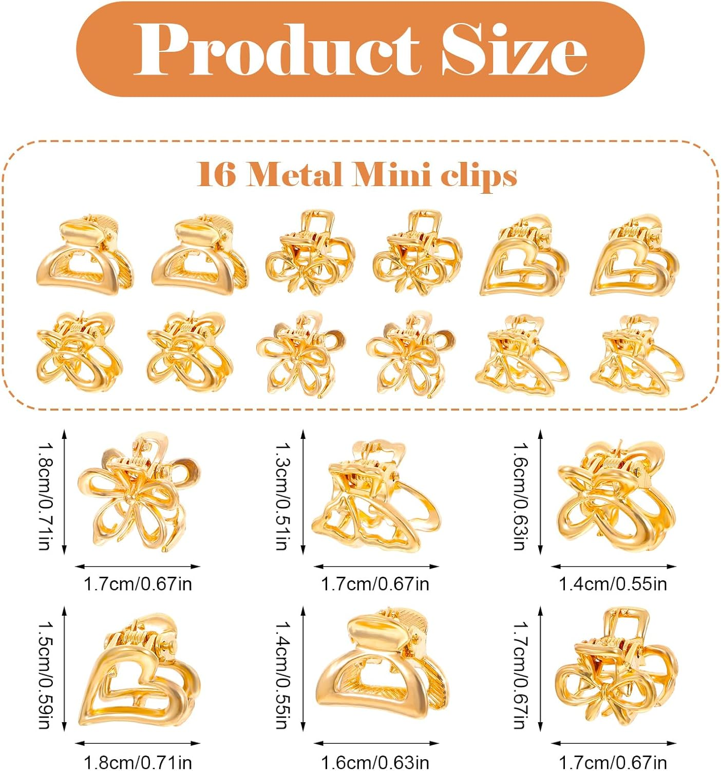 Pack of 12 Small Hair Clips Metal Mini Hair Clips Flowers Hair Clips Small Hair Clips Gold Small Hair Clips Women'S Small Non-Slip Short Hair Clip Small Hair Clips for Thin Hair image number 1