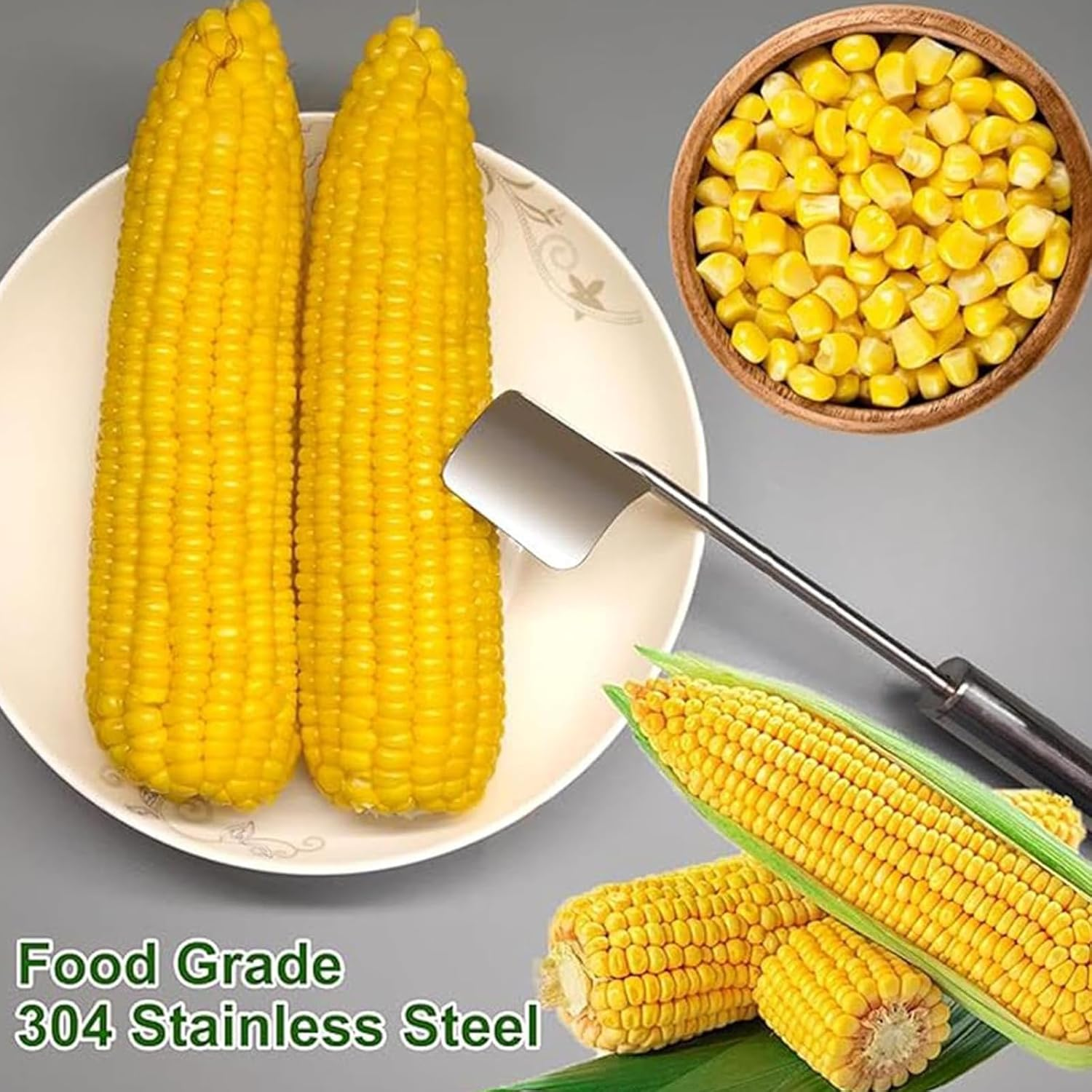 Corn on the Cob Peeler - Stainless Steel Splitter Tool for Home Kitchen, Restaurant, Chef - Easy Clean image number 2