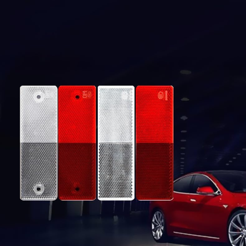 10 Pcs Self-Adhesive Rectangular Reflectors - High Visibility Safety Reflector for Trailers, Trucks, Cars, Agricultural Vehicles & Gate Posts, Durable Rear Reflector Stickers for Night Road Safety image number 5