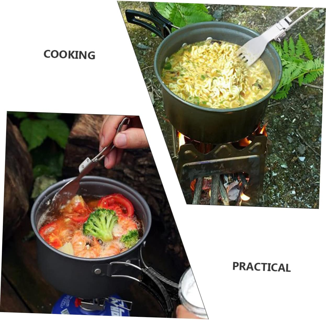 10PCS Camping Cookware Stove Kettle Mess Kit &ndash; Camping Cooking Set - Camping Pots and Pans Set - Camp Accessories Equipment - Backpacking Supplies Survival Gear for Outdoor and Picnic image number 1