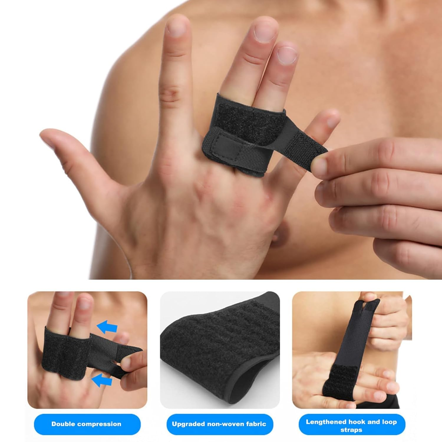 OBLEGY Finger Splints Finger Sleeves Finger Protectors Sports Compression Finger Wraps Perfect for Sport Basketball, Tennis, Volleyball, Two Finger image number 5