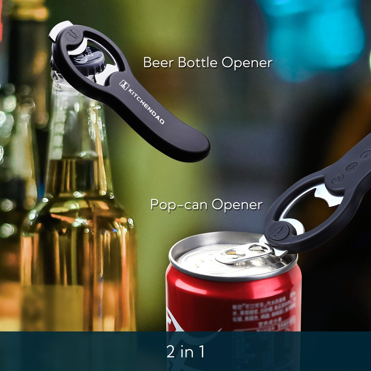 KITCHENDAO 2 in 1 Magnetic Beer Bottle Opener for Fridge and RV with Cap Catcher - Pop Can Opener, Stick to Refrigerator for Easy Storage with Magnet image number 5