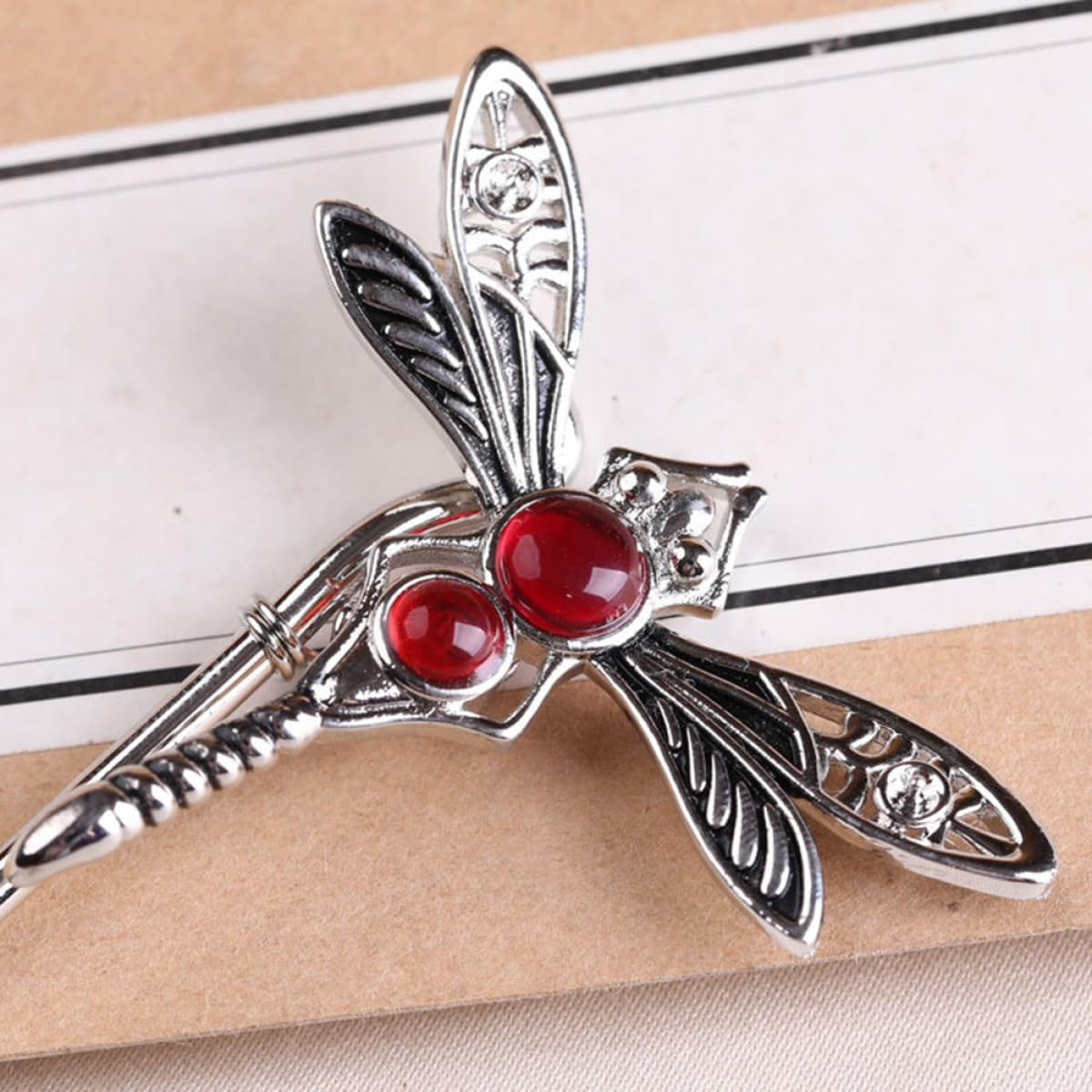 IMUSINICE White Gold-Plated Dragonfly Hair Stick with Pearl and Agate Hair Chopsticks Suitable for Hanfu image number 3