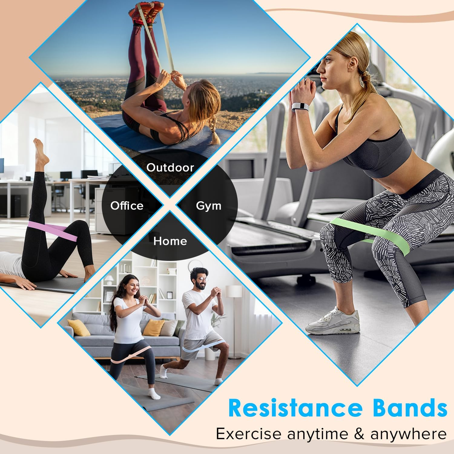 Yakiter Resistance Bands, Set of 5 Rubber Non-Slip Resistance Bands with 5 Different Resistance Levels, Suitable for Exercise, Workout, Physical Therapy, Yoga, Fitness with Carrying Bag image number 6