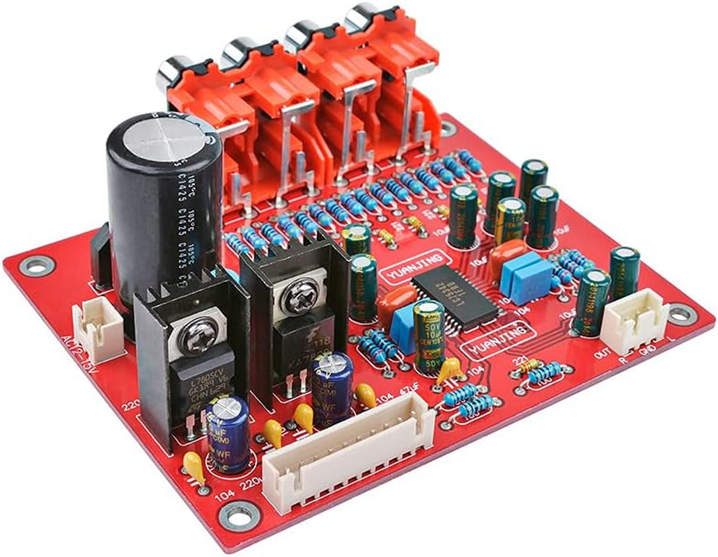 JINGERL 4 Ways Audio Input Treble Bass Volume Tone Remote Control LC75342 Preamplifier Tone Board LCD Display DIY Home Amplifier image number 1