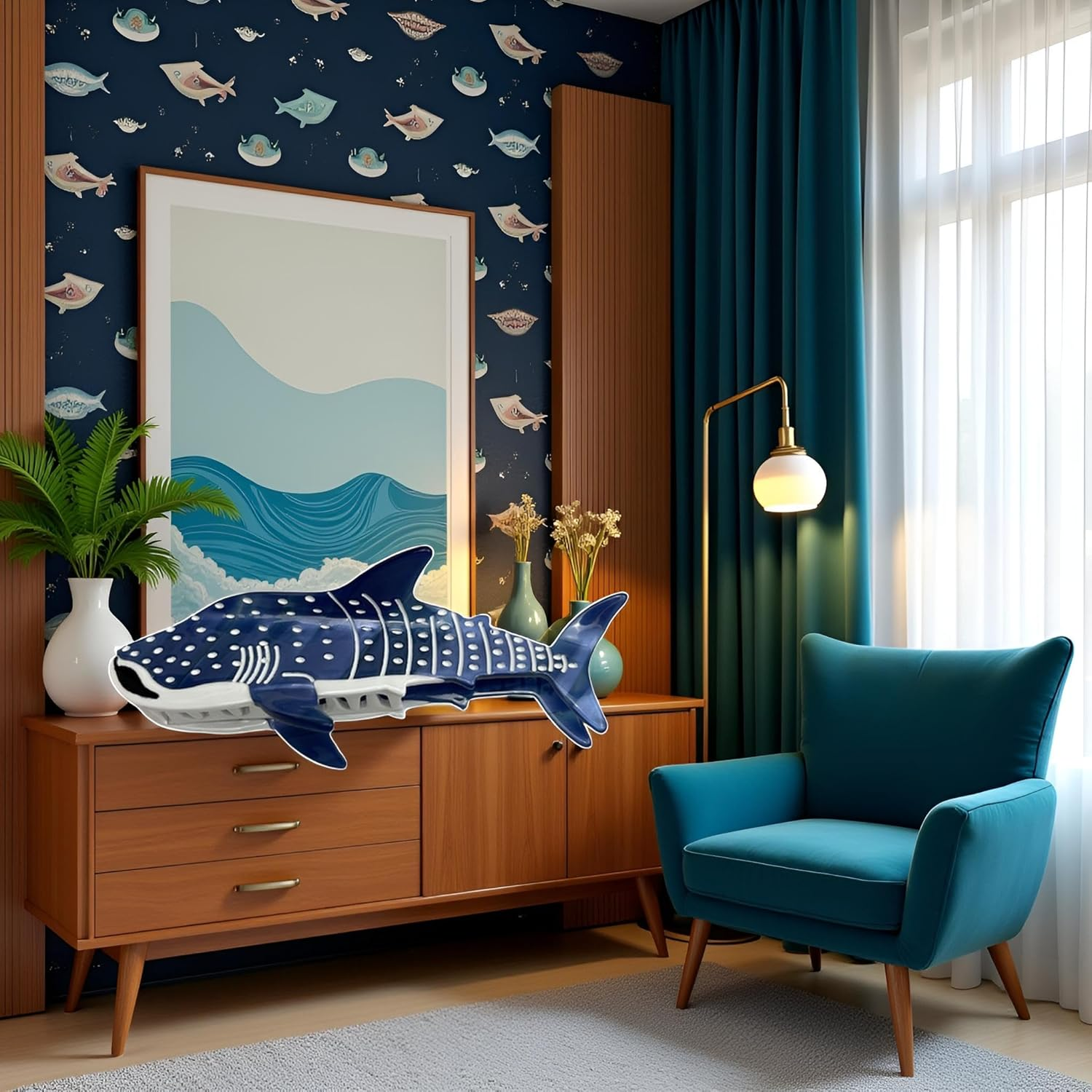 Blue Shark Whale Claw Clips,Unique Ocean Animal Hair Clips,Cellulose Acetate Big Hair Clips, Cute Fashion Nonslip Hairpin Catch,Hair Accessories for Women Girls Thick and Thin Hair,Hair Claws image number 1