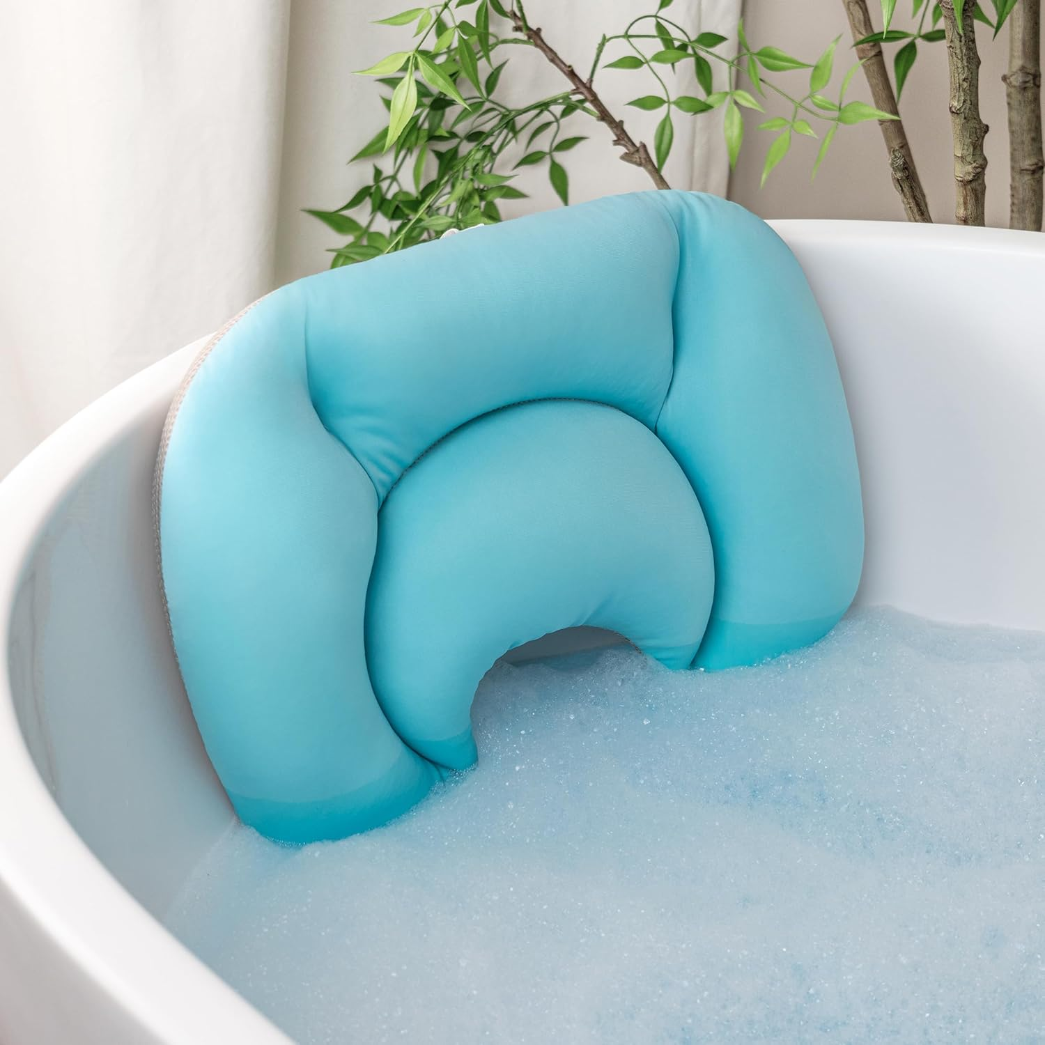 Sunlit Ultra Soft Bath Pillow for Tub, Bathtub Pillows for Head and Neck Support, Home Spa Pillows with Strong Suction Cups, Bubble Bath Accessories for Women, Relaxing Bath Products