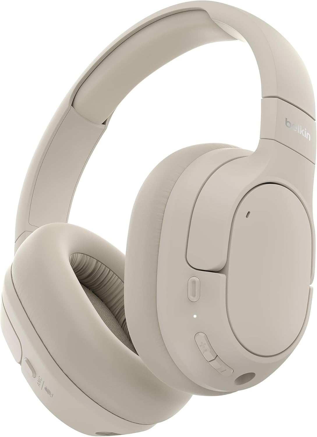 Belkin Soundform Isolate Noise Cancelling Headphones Wireless Bluetooth Headphones, Headset with Microphone, Over-Ear Headphones with 60 Hours Playback, Deep Bass, Cloudcushion Earcups - Sand
