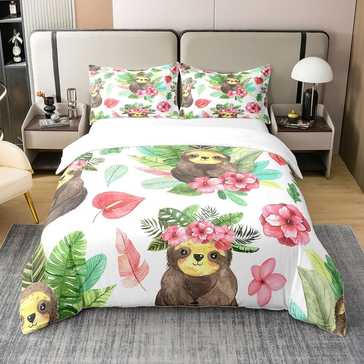 Tree of Life 100% Washed Cotton Duvet Cover 220 X 240 Cm Sun and Moon Comforter Cover, Psychedelic Galaxy Space Stars Bed Linen Sets Soft Microfibre Duvet Cover, Black White Room Decor