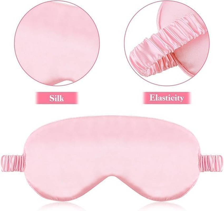 Silk Satin Travel Blackout Eye Mask with Elasticated Strap, 3 Pcs Silk Sleep Mask Eyes Masks, Sleeping Satin Blackout Eye Mask for Night Sleep and Travel image number 5
