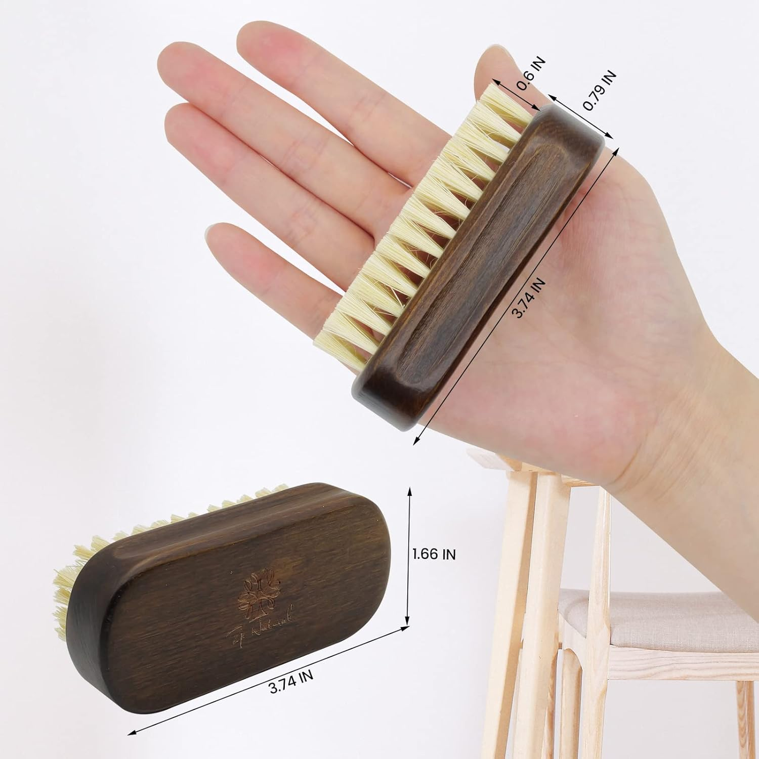 ZP Natural 2Pack Nail Brush, Wooden Handle, Sisal Bristles, Biodegradable, Angled, Brown, Round, 2 Count image number 3