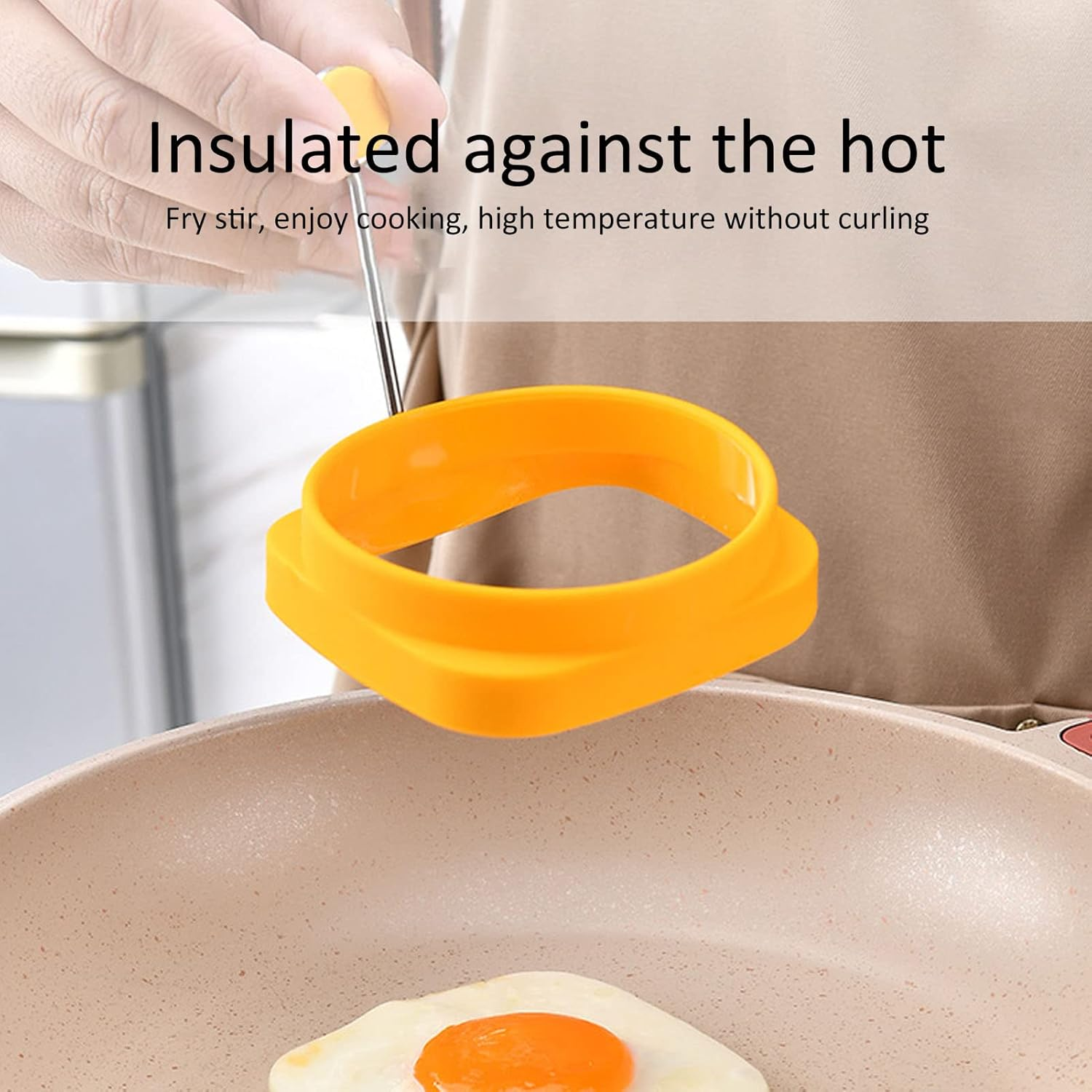 5 PCS Handle Egg Frying Rings - Egg Ring for Frying Eggs and English Muffin - Silicone Double Sided Egg Rings - Quadrate round Dual Use Omelet Mould image number 5