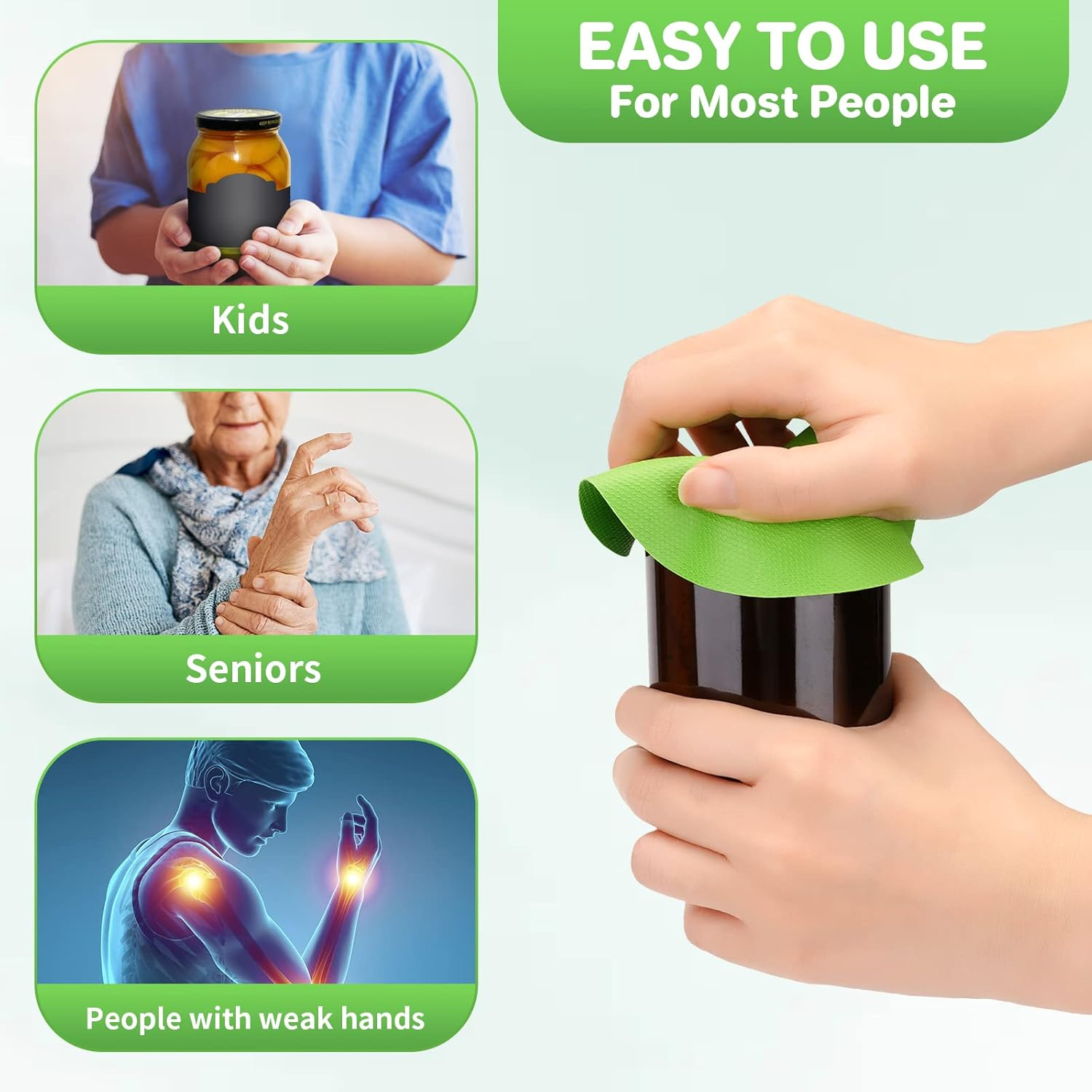 Leezmark 6 Pcs Jar Opener, Rubber Jar Grippers Multi-Function Silicone Jar Gripper Pads Bottle Lid Opener Jar Openers for Seniors with Arthritis Weak Hands (6 Colors) image number 2