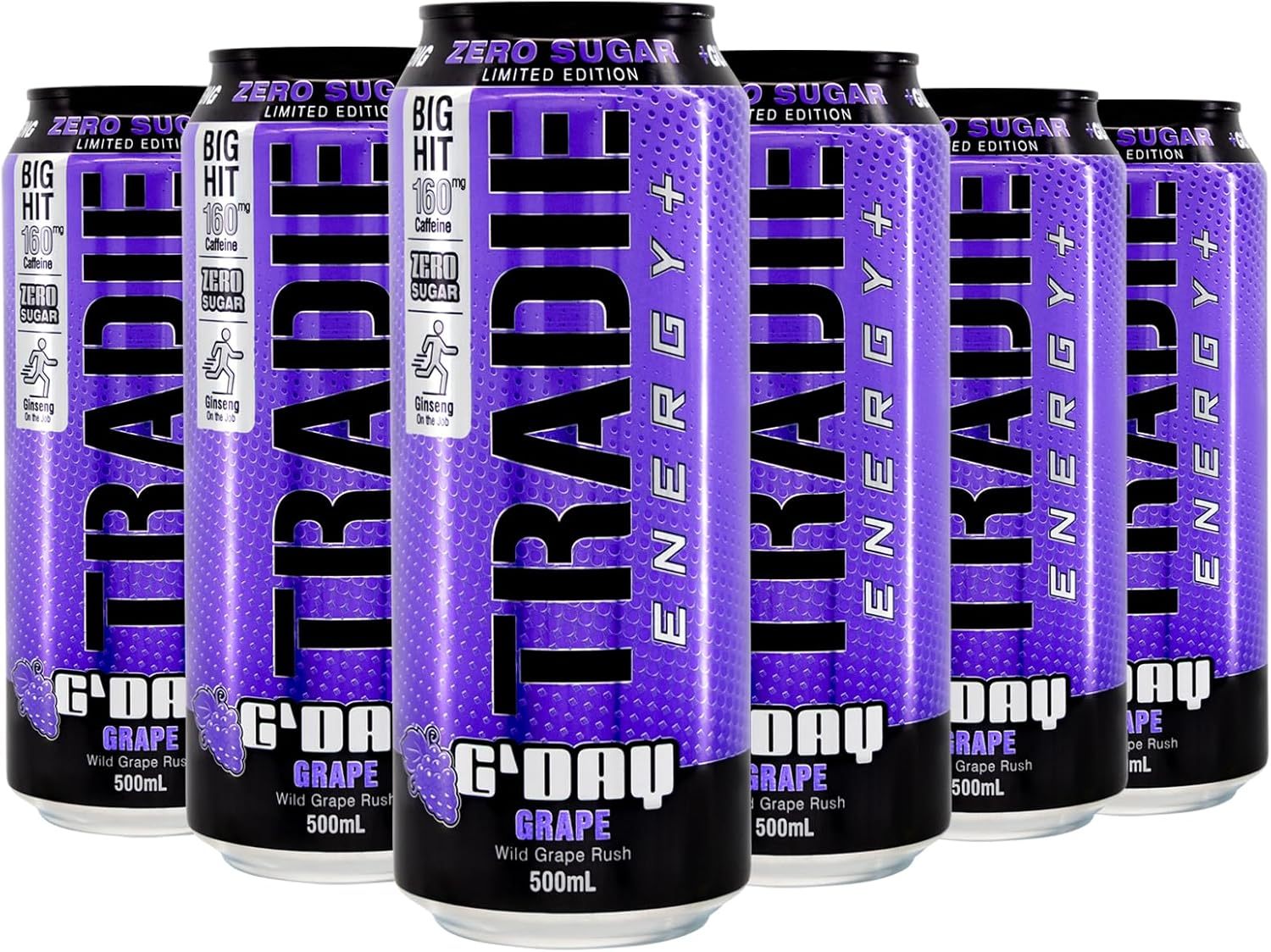TRADIE G'Day Grape Sugar Free Energy Drink 12 X 500Ml image number 2