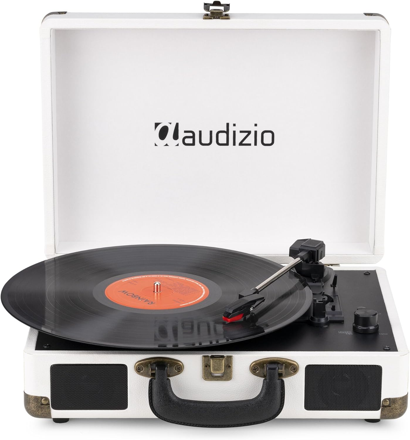 Audizio RP116 Turntable Briefcase Record Player | USB & Bluetooth Retro Record Players for Vinyl with Speakers | 3 Speeds | Convert Retro Vinyl to Mp3 via USB | RCA Output/Aux 3.5Mm (Cr&egrave;me)