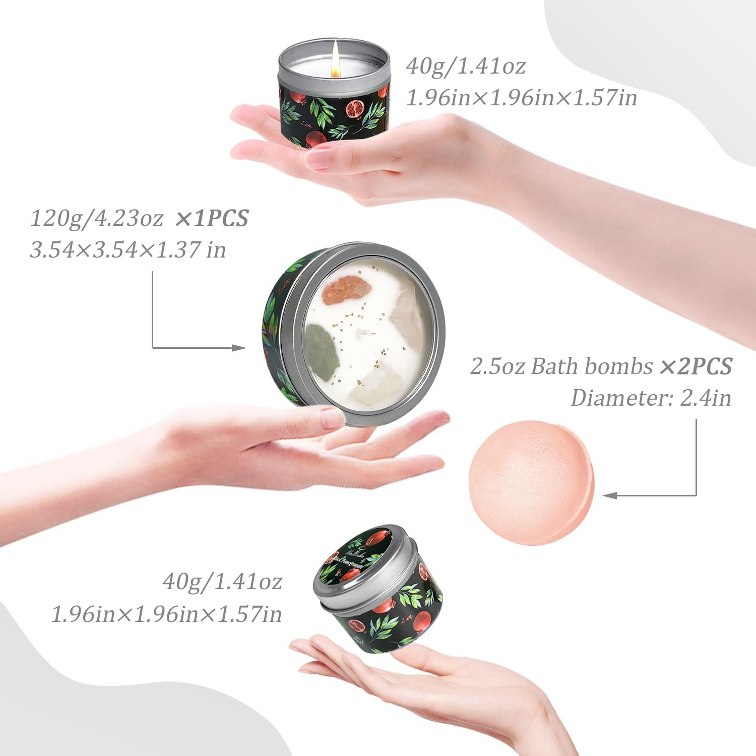 Wax Wonders Candles for Home Scented & 2 Bath Bombs Set - 7.05OZ Aromatherapy Candles Gifts for Women,Soy Wax,Bubble Spa,Ideal for Valentine, Birthday, Mother'S Day, Thanksgiving, Christmas Gifts