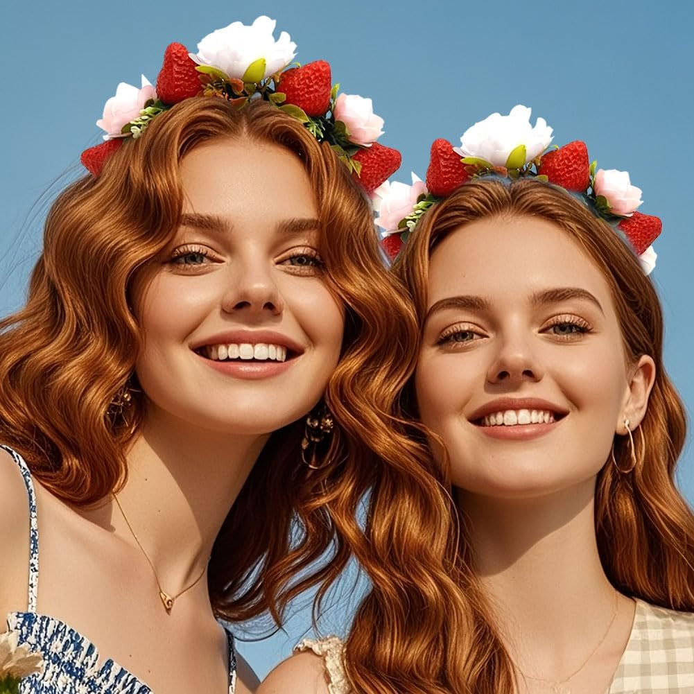 Flower Headband Garland, Floral Crown Hairband, Flower Headdress with Ribbon, Boho Flower Headpiece, Party Birthday Wedding Decoration image number 4