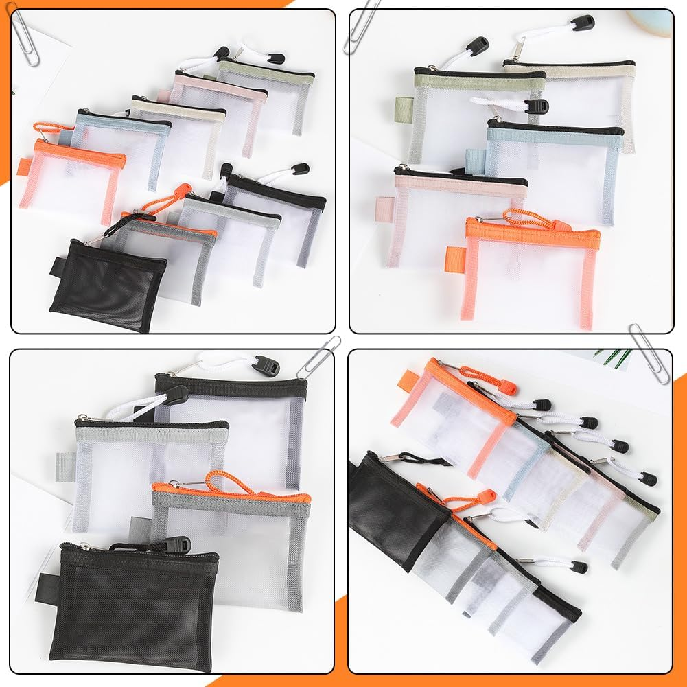 SOFPLATE Pack of 5 3 X 4.5 Inch Mini Mesh Zip Bag Nylon Mesh Cosmetic Bag Pencil Case Portable Make Up/Toiletries Organiser Key Card Holder for Organising Money - Mixed Color image number 6