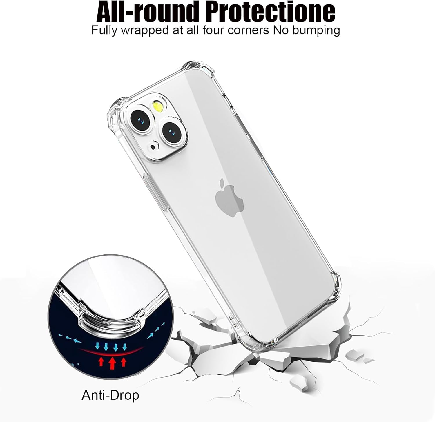 Vonzuda Case for Iphone 13 6.1-Inch with Camera Protection, Ultra Slim, Shockproof, Anti-Yellowing, Scratch-Resistant (Clear) image number 1