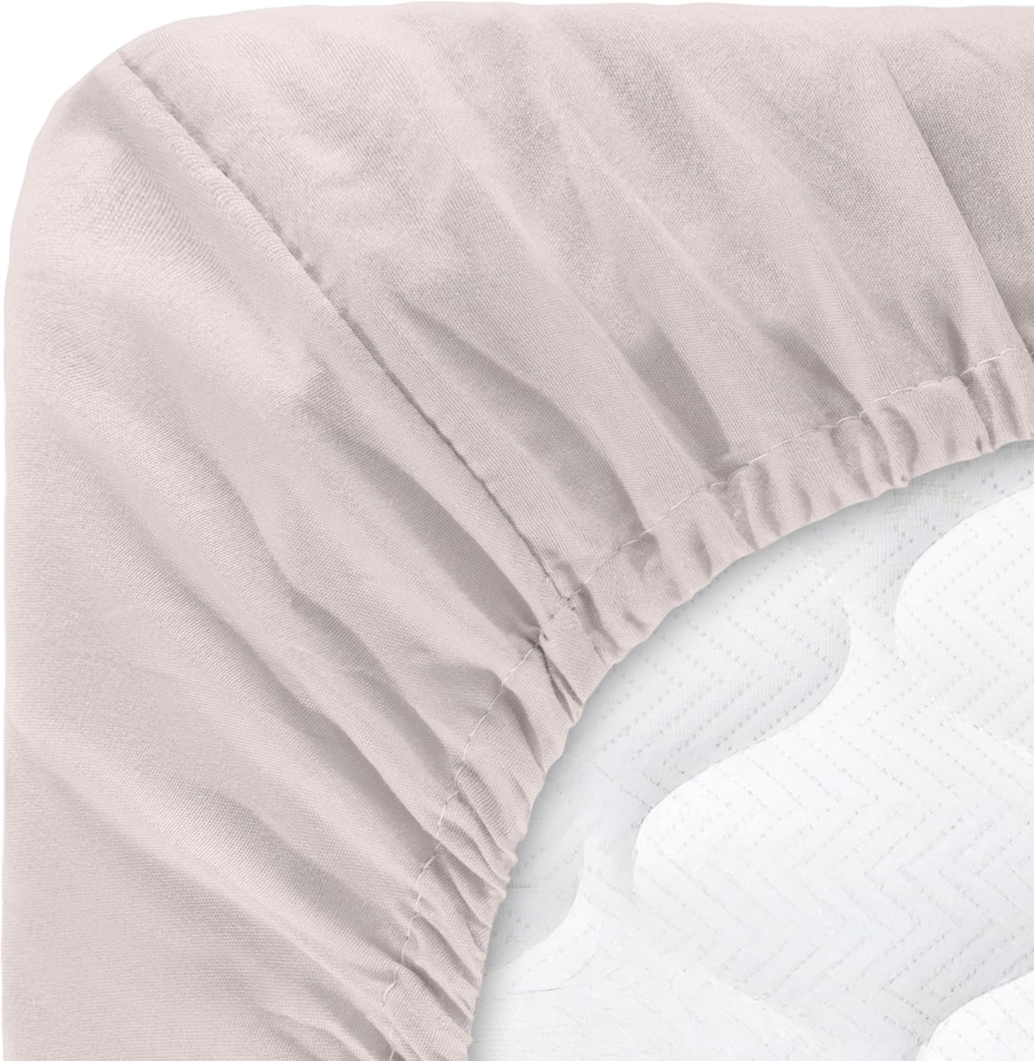 Brushed Microfiber Sheet Set- 4 Piece Bed Linens- Fitted & Flat Sheets, 2 Pillowcases- Wrinkle, Stain & Fade Resistant by Lavish Home (Queen, Beige) image number 3