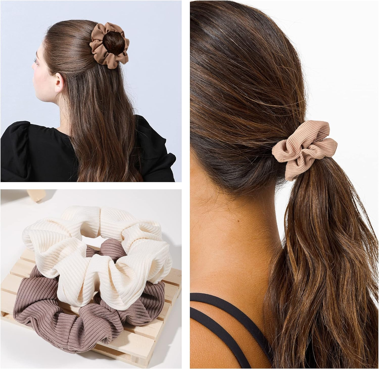 Scrunchies for Women & Girls - Big Cotton Scrunchies for Thick or Thin Hair, No Crease Ponytail Holders image number 3