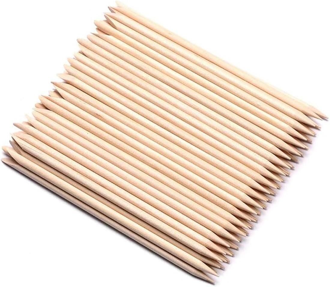 Orange Wooden Stick, 4.5 Inch Cuticle Pusher Remover Cuticle Sticks,Double Heads Multi Functional Cuticle Pusher Remover Nail Cleaning, Manicure Pedicure Tool(100 Count) image number 1