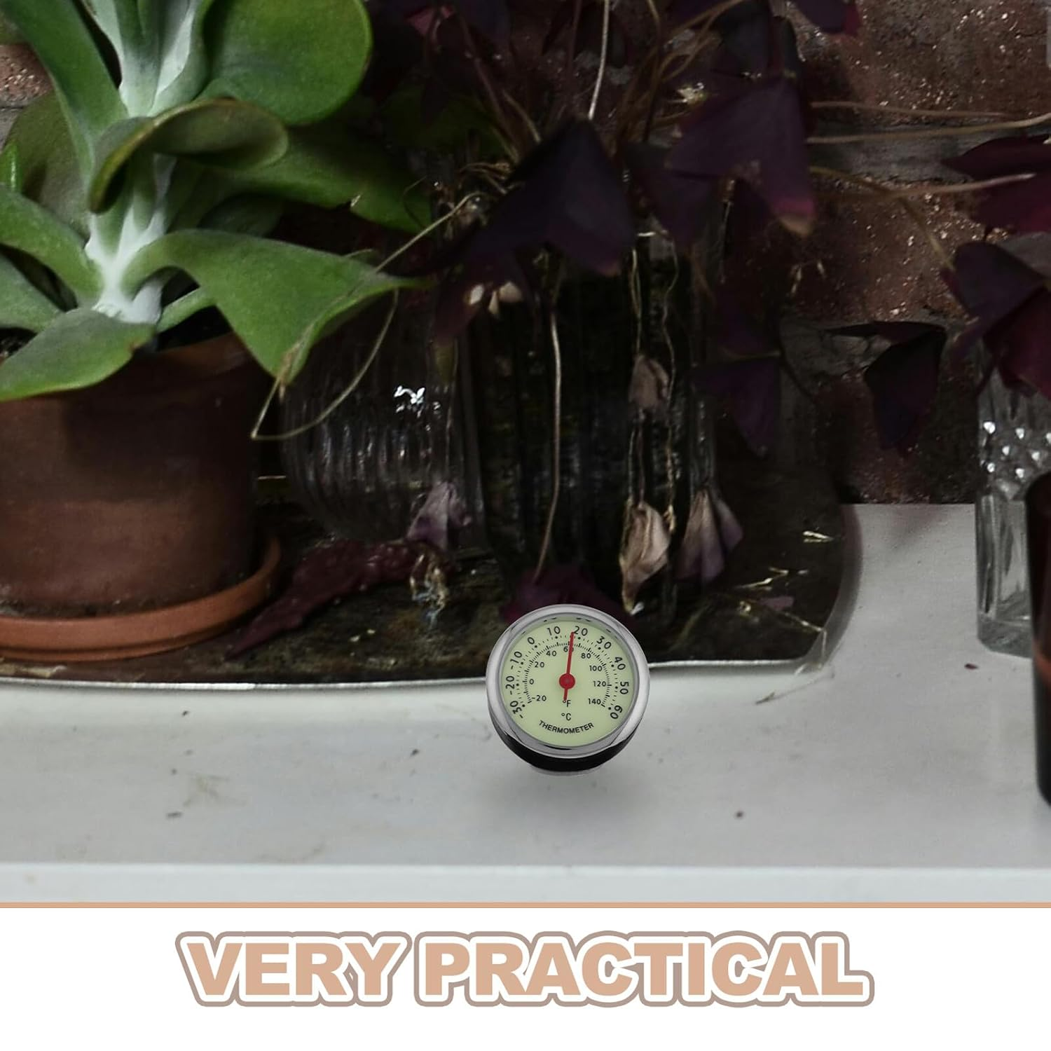 LIFKOME Car Dashboard Thermometer Car Window Thermometer Multi-Functional Temperature Gauge with Luminous Display Self-Adhesive for Automotive Vehicles Outdoor Use Truck Drivers image number 3