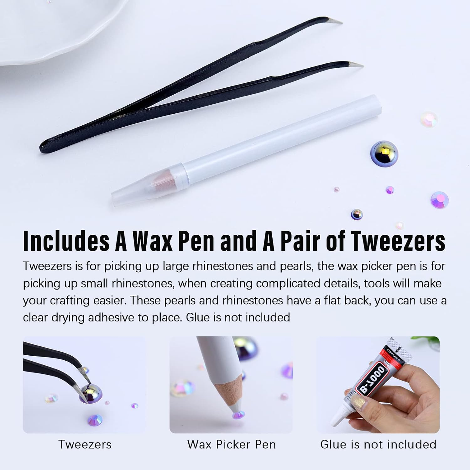 Briskbloom 3620PCS Flatback Pearls and Rhinestones, 60 Grams Mixed 2MM -10MM Flatback Jelly Rhinestones and Half Pearls for Crafts Nails Tumblers Shoes, Pink Marshmallow Blend | Mix White | Pinks image number 2