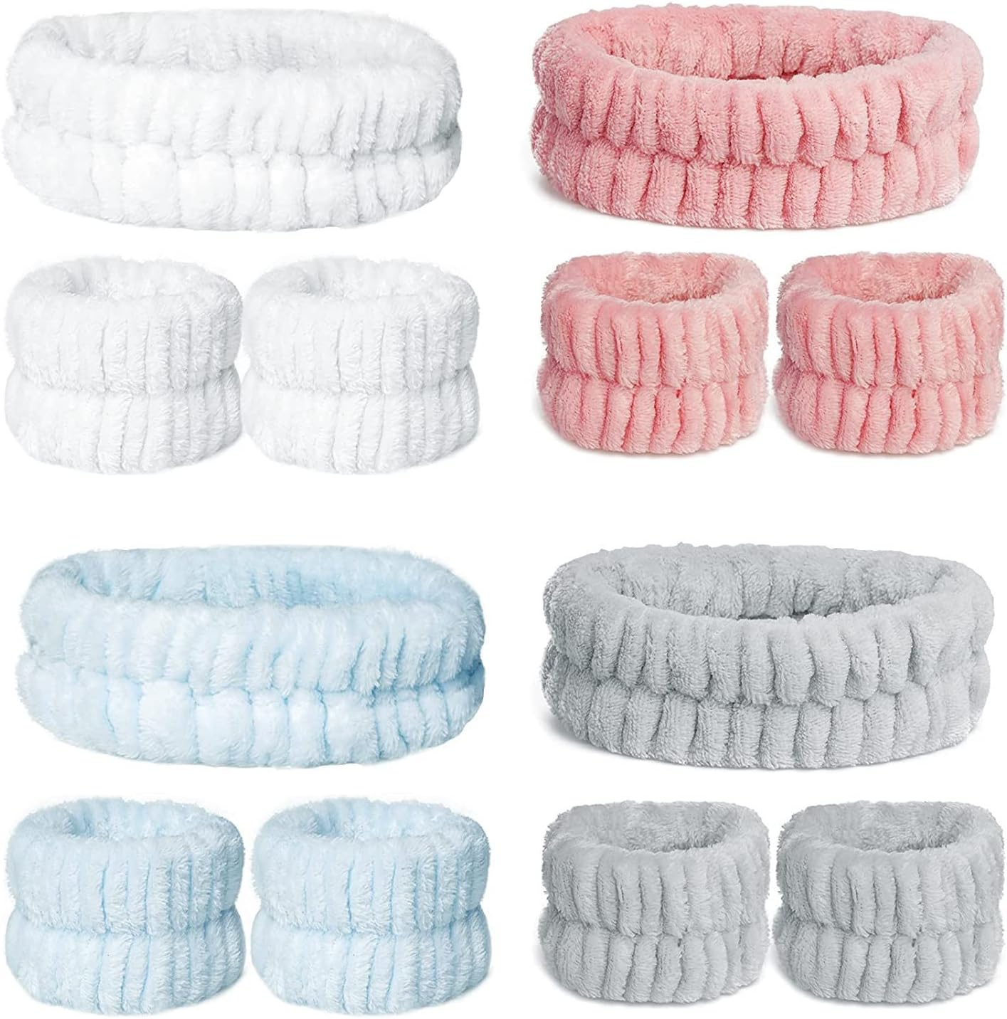 Spa Face Headband Wrist Wash Band Set, Microfibre Face Makeup Headbands, Wrist Wash Band, Absorbent Sweatband, Face Band for Make-Up, Pack of 12 image number 6