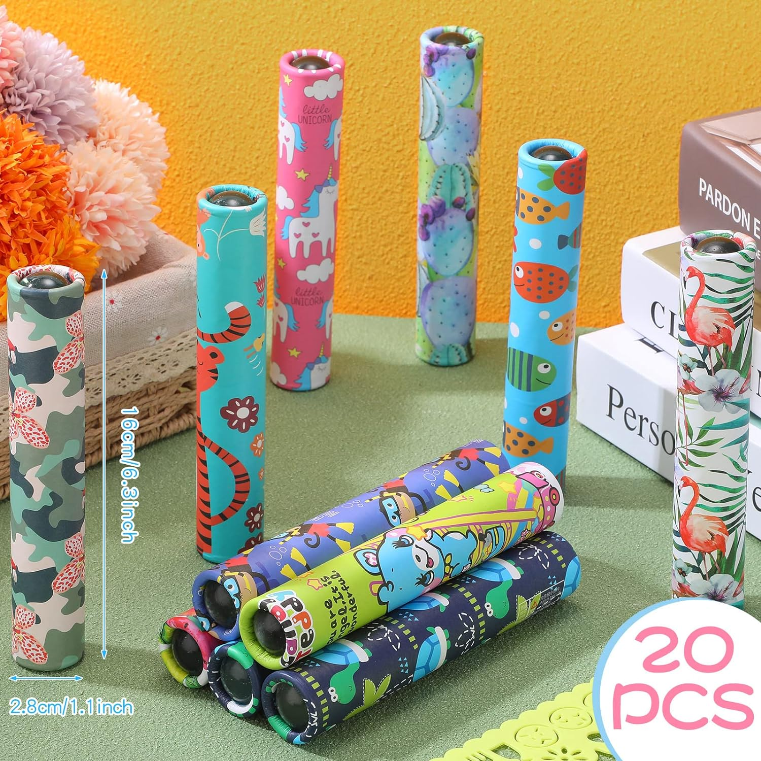 Chivao 20 Pcs Classic Kaleidoscopes Educational Toys for Party Favors Fun Kaleidoscope Toy Stock Stuffers Bag Fillers Birthday School Classroom Prizes, Random Colors (Unicorn) image number 3