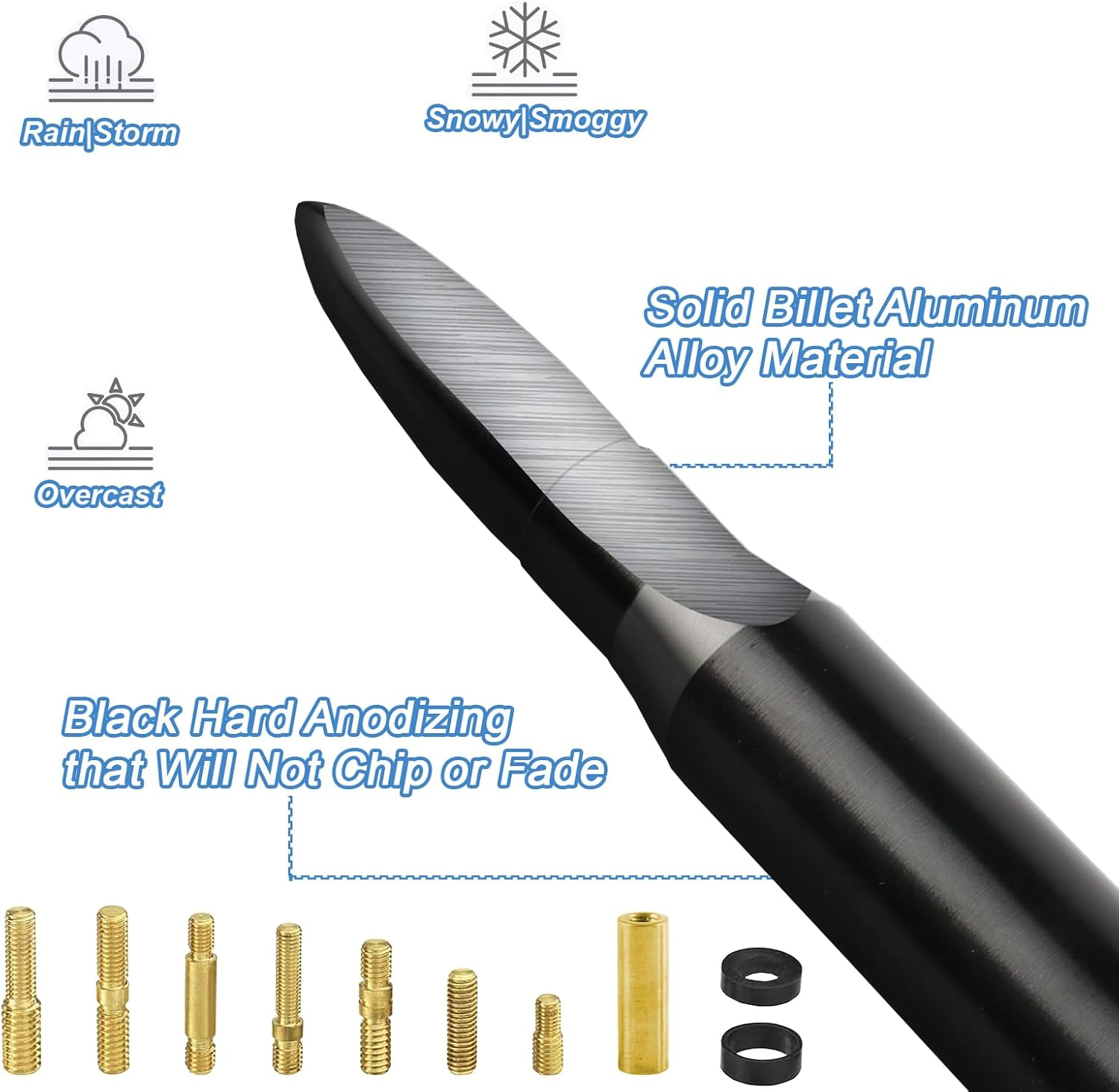 AQTAQ Universal Car Antenna Bullet Antenna Car Truck Stereo Antenna for Ford F Series GMC Sierra Toyota Tundra Tacoma Chevy Silverado Dodge RAM Duty Vehicle Pickup Trucks Accessories image number 2