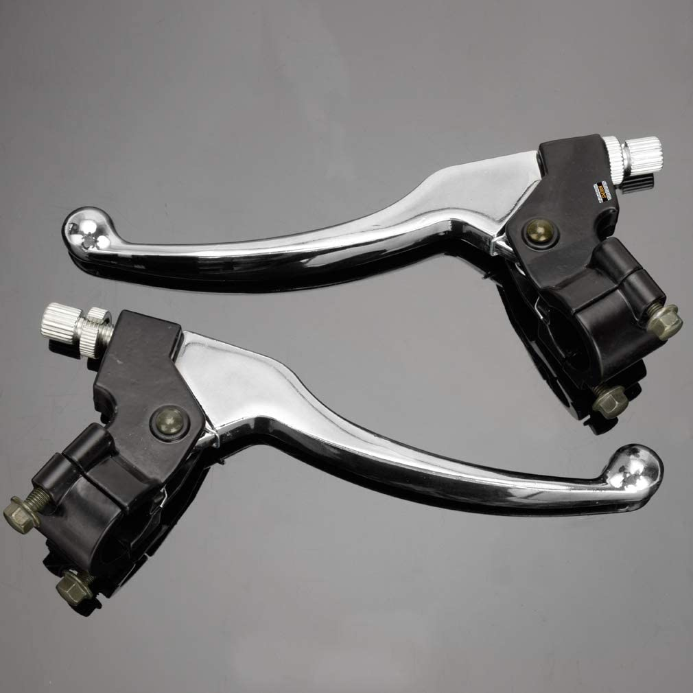 HIAORS Silver Left Right 7/8" 22Mm Clutch Brake Handle Levers Perch for XR80 XR100 CRF70 CRF70F CRF80 CRF100 Xr200R CRF450R XR100 XR250 Xtreme 125Cc Chinese 110Cc Pit Dirt Motor Bike Motocross image number 6