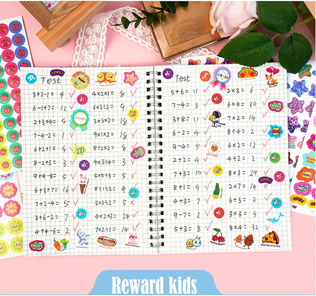 OSYLICT Reward Stickers for Kids,844Pcs Incentive Motivational Sticker,Cartoon Animals Star Praise Positive Encouragement Stickers for Home School Classroom Elementary Gifts