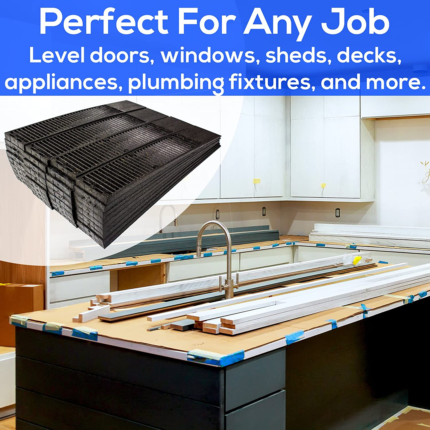 Pro Project Supplys Never-Rot 8 Inch Composite Shims 24 Pack. Home Improvement DIY Levelers Have Extreme Weight Capacity Are Weather Resistant Easy to Break & Perfect for Doors Windows & Sheds. image number 4