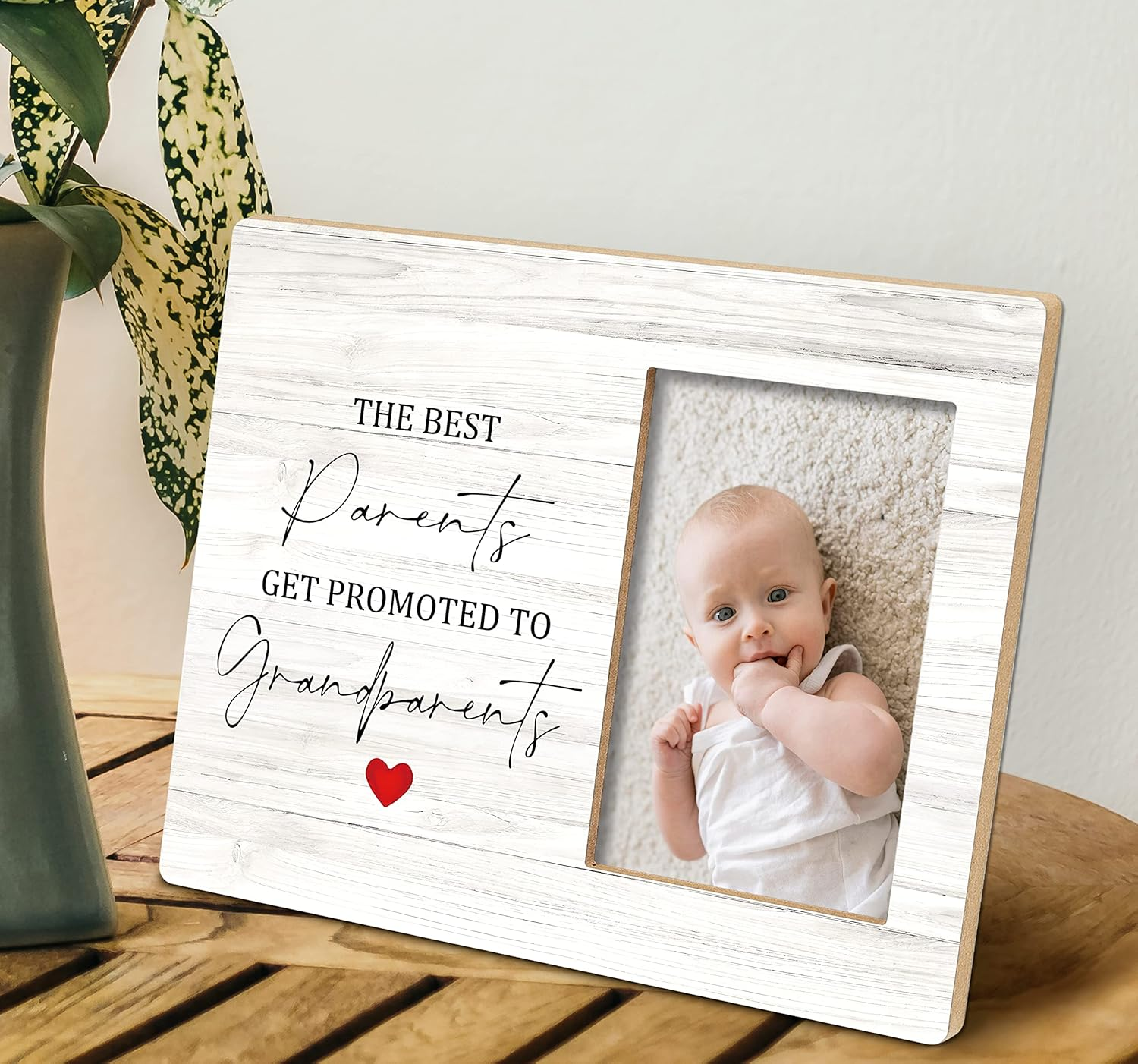 SRADMO Grandparents Picture Frame - Best Parents Get Promoted to Grandparents Photo Frame 8X10 - Grandkids Baby Announcement Gifts for Grandpa Grandma (White-2)