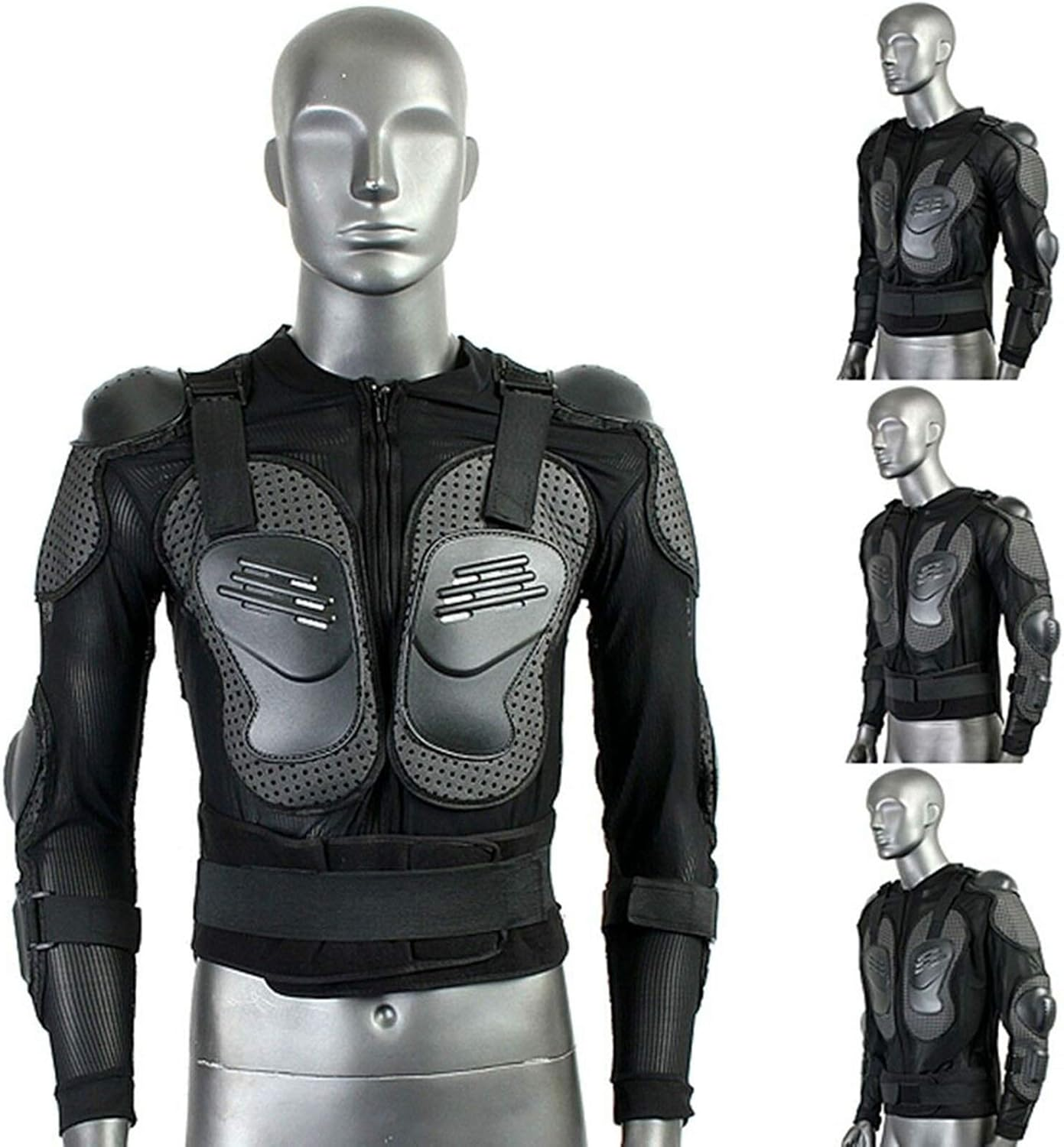 Full Body Cycle Riding Jacket Armor E Shoulder Chest Protection 1 Pa of Gloves Black L