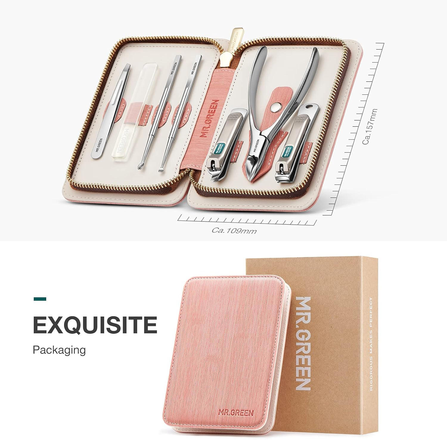 MR.GREEN 7 in 1 Manicure Sets Personal Care Tools Professional Stainless Steel Nail Clippers Pedicure Set Manicure Set with PU Leather Case - Color 2 image number 2