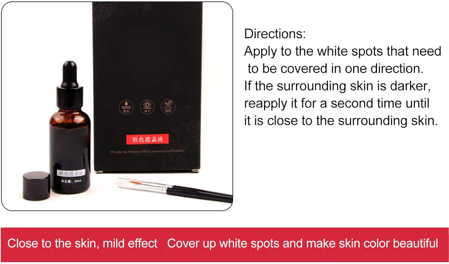 LIYJTK 30Ml Vitiligo Care Liquid, Waterproof Makeup Concealer for Face, Hands, Feet & Body, Covers White Spots, Long-Wearing, Easy Application image number 4