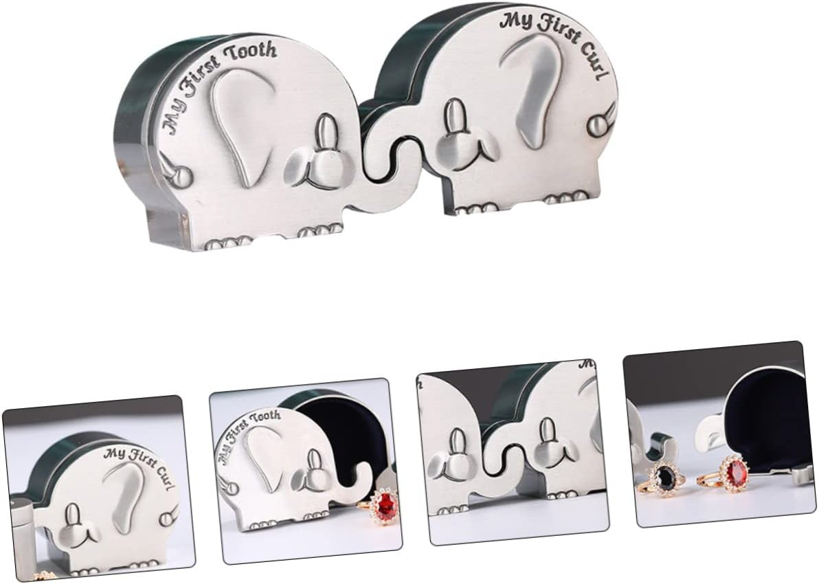 Fetal Hair Collection Box Elephant Shape First Tooth Keepsake Box for Newborn Shower image number 5