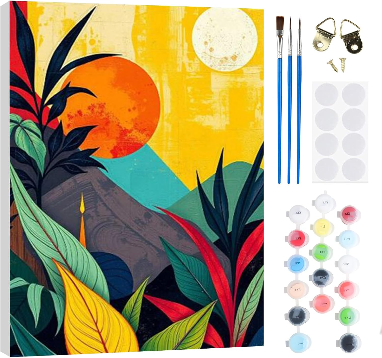 RICUVED Mountain Paint by Numbers Landscape Painting by Numbers Children with 20 X 30 Cm Wooden Frame, DIY with Brushes and Acrylic Paints, Hand Painted Oil Painting Canvas for Home Deco image number 2