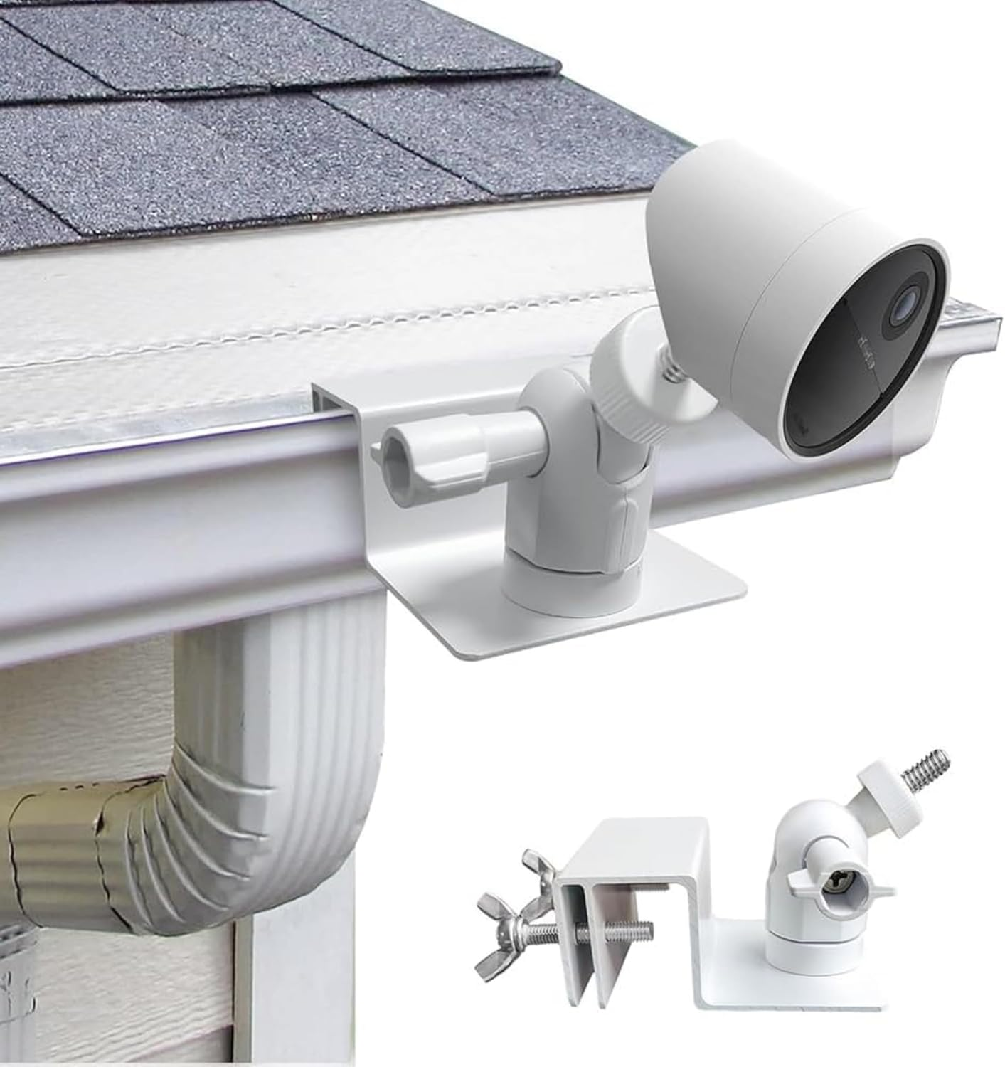 Gutter Mount for Camera/Solar Panel, Rustless Gutter Brackets Aluminum Alloy ABS Weatherproof Power Supply Mount Solar Panel Versions Compatible with Arlo Hd/Light/Utra/Pro 2/ Pro (Black)