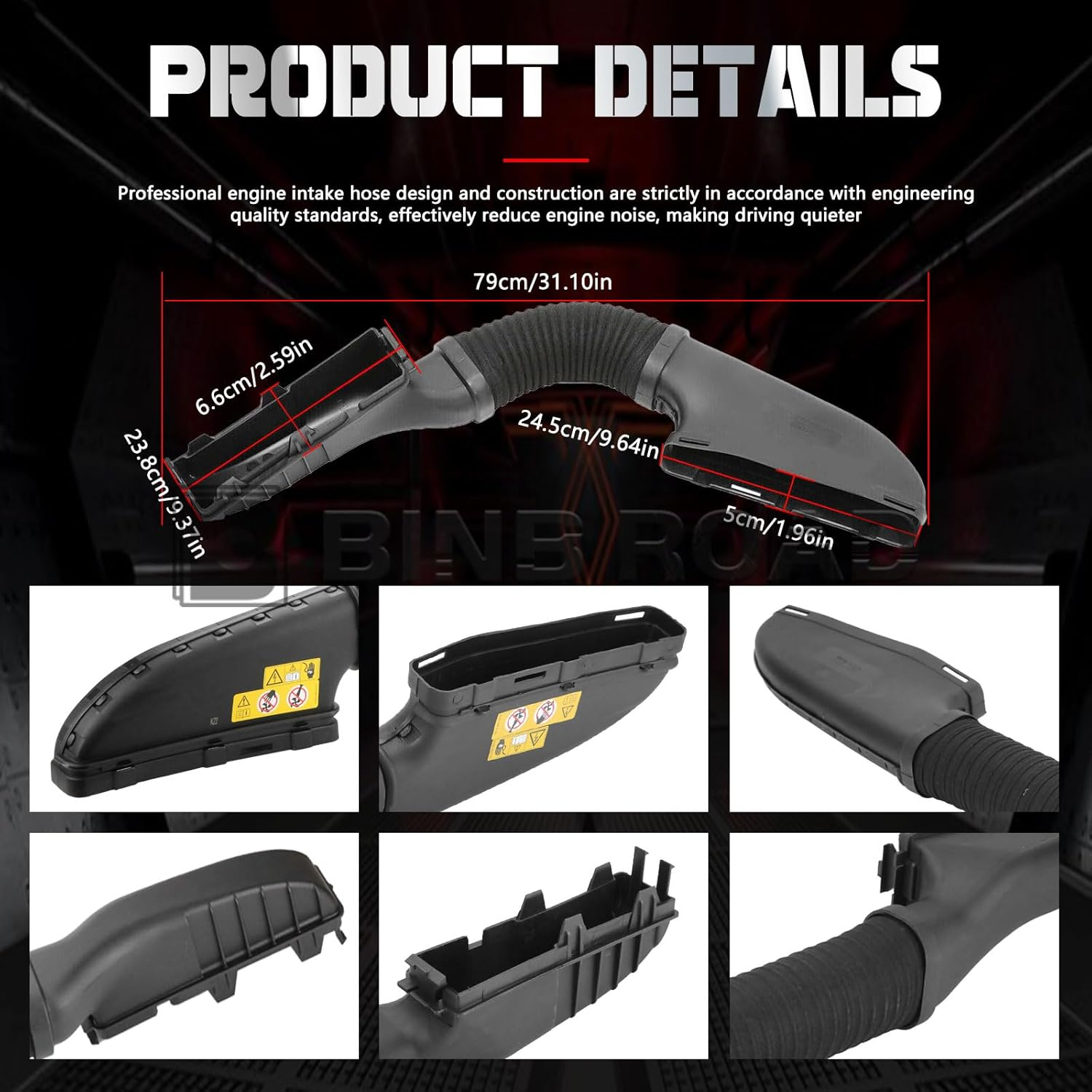 BINB ROAD Car Air Intake Hose Tube 2700900382 2700900100 Compatible with Mercedes-Benz CLA250 GLA250 GLA45 AMG Black image number 3