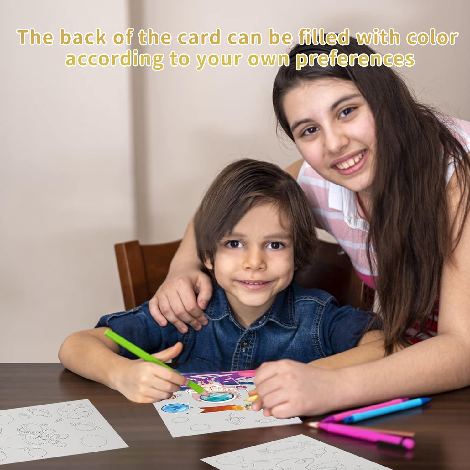 3 Set Magic Scratch Paper Art, Colorful Magic Drawing Art Book with 3 Scratch Pen for Kids, Dinosaurs/Underwater World/Spaceman - White image number 3