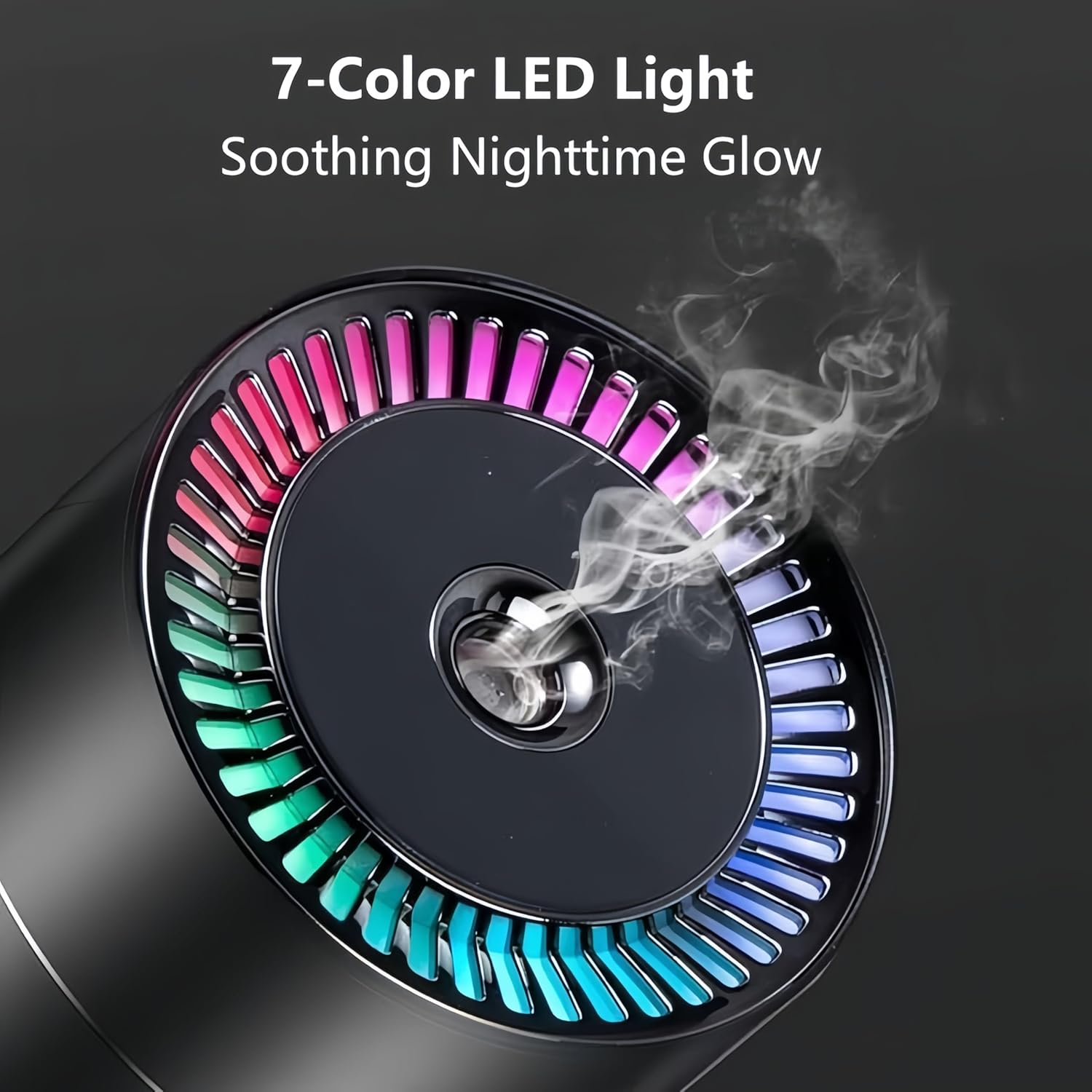 Wireless Rechargeable Car Humidifier & Aroma Diffuser, Premium Aluminum Mini Air Humidifier with 260Ml Tank, 2 Mist Modes, 7-Color LED, Auto Shut-Off, Portable USB-C Car Air Freshener