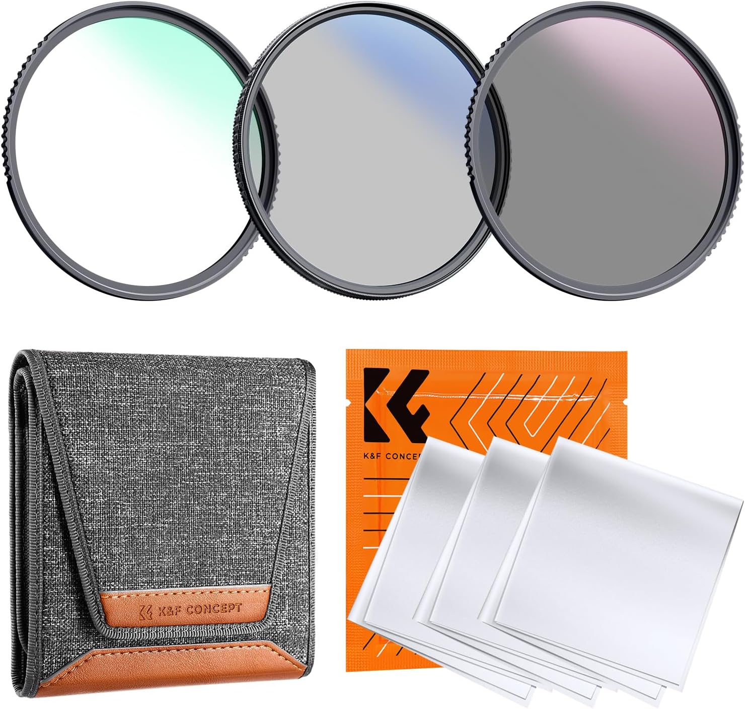 K&F CONCEPT 77Mm UV/CPL/ND Lens Filter Kit (3 Pcs) - UV Lens Protection + Circular Polarizing Filter + Neutral Density (ND4) + Microfiber Cleaning Cloth+ Filter Pouch for Camera Lens (K-Series) image number 2