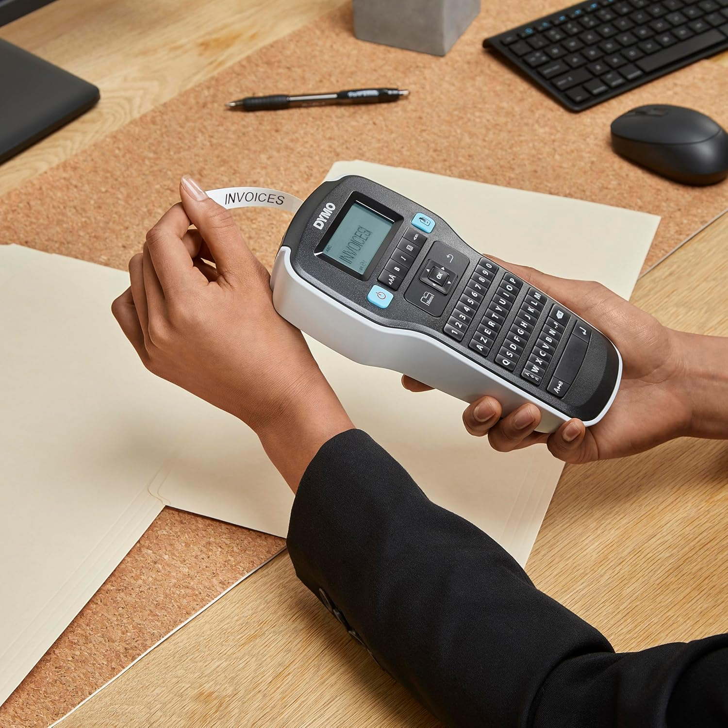 DYMO Labelmanager 160 Label Maker Starter Kit with 3 Rolls of D1 Label Tape | Handheld Label Printer Machine | QWERTY Keyboard | Ideal for Office or Home image number 1