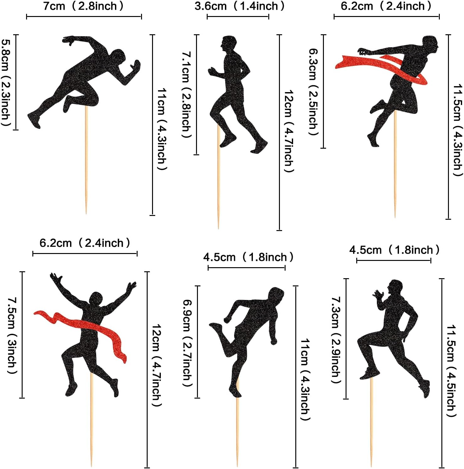 36 Pack Running Cupcake Toppers Sports Fitness Cupcake Picks Sports Health Fitness Theme Running Birthday Party Cake Decorations Supplies - Run image number 5