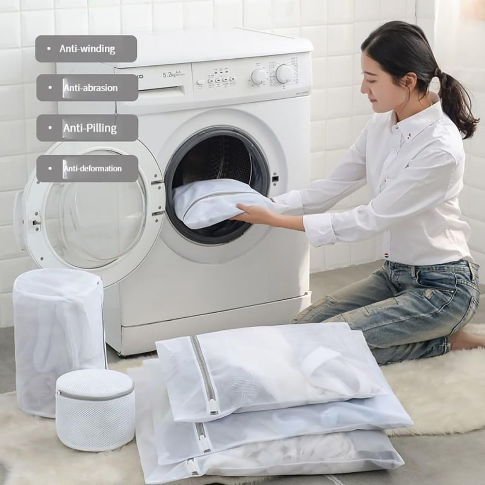 Heatunk Premium Delicates Mesh Laundry Bags - Reusable Wash Bags for Gentle Washing of Clothing and Baby Clothes in Washing Machine - 3 Pac