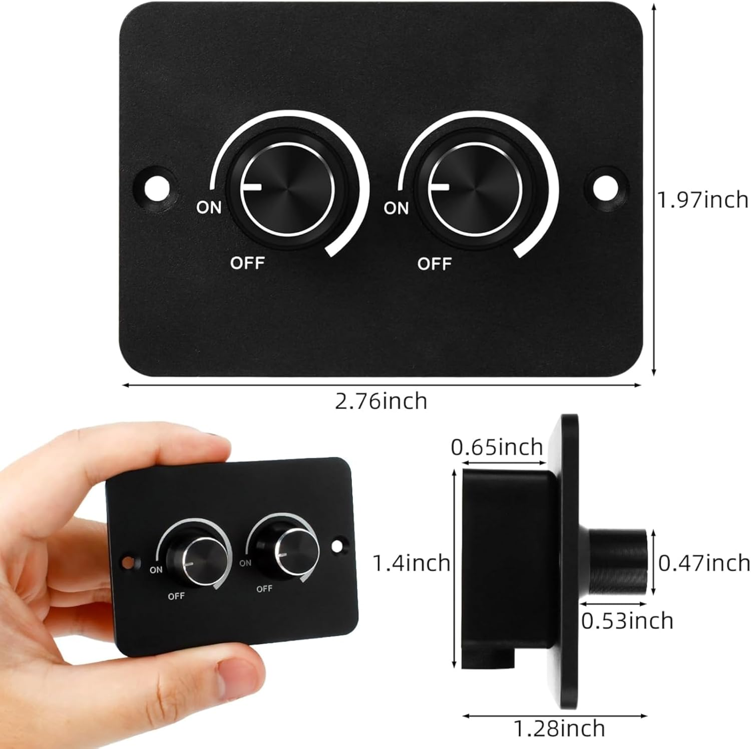 Clearhill 12V Dimmer Switch, 60W PWM LED Dimmer Switch for Rvs, Trailers, Marine & Trucks, Compatible with LED Strip, Ambience Lights & Puck Lights - RV with Smooth Dimming